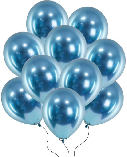 BALONY GLOSSY CHROMOWANE NIEBIESKIE DUŻE URODZINY WESELE 30 CM 12" 10 SZT