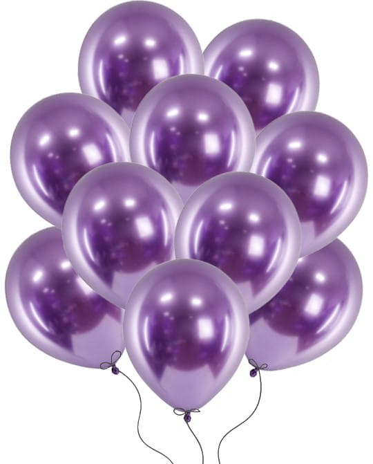 BALONY GLOSSY CHROMOWANE FIOLETOWE DUŻE URODZINY HALLOWEEN 30 CM 12" 10 SZT