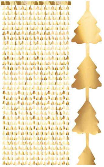 KURTYNA imprezowa GIRLANDA złote CHOINKI święta XL TŁO 100 CM X 250 CM DUŻA