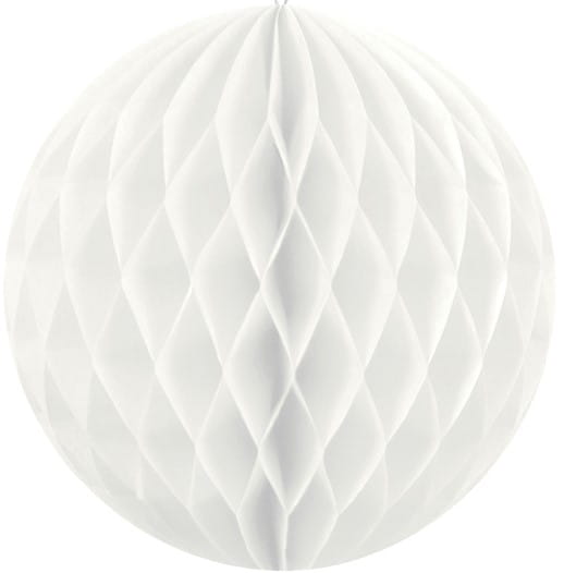 KULA BIBUŁOWA S MAŁA 10 CM BIAŁA DEKORACJA WISZĄCA HONEYCOMB NA WESELE