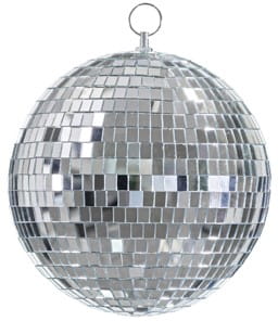 KULA DISCO SREBRNA IMPREZOWA RETRO LATA DEKORACJA WISZĄCA DYSKOTEKA 20 CM S