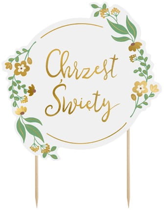 TOPPER DEKORACJA NA TORT NA CHRZCINY NAPIS CHRZEST ŚWIĘTY TOPER 15 X 20 CM