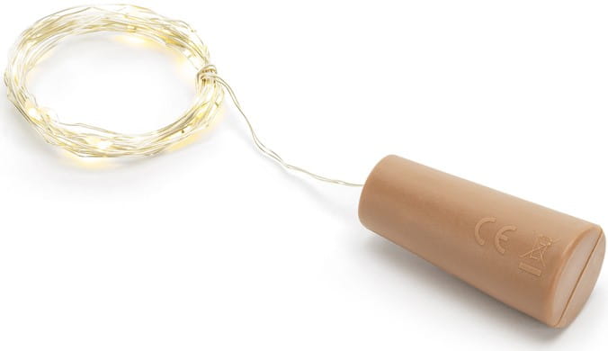 LAMPKI z korkiem do butelki LED na baterie BIAŁE