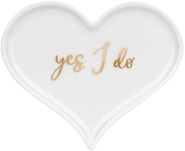 TALERZYK porcelanowy NA OBRĄCZKI biały serce