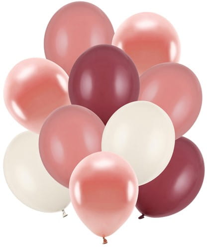 BALONY PASTELOWE METALICZNE ZESTAW RÓŻOWE ZŁOTE ROSE GOLD ALABASTROWE X10