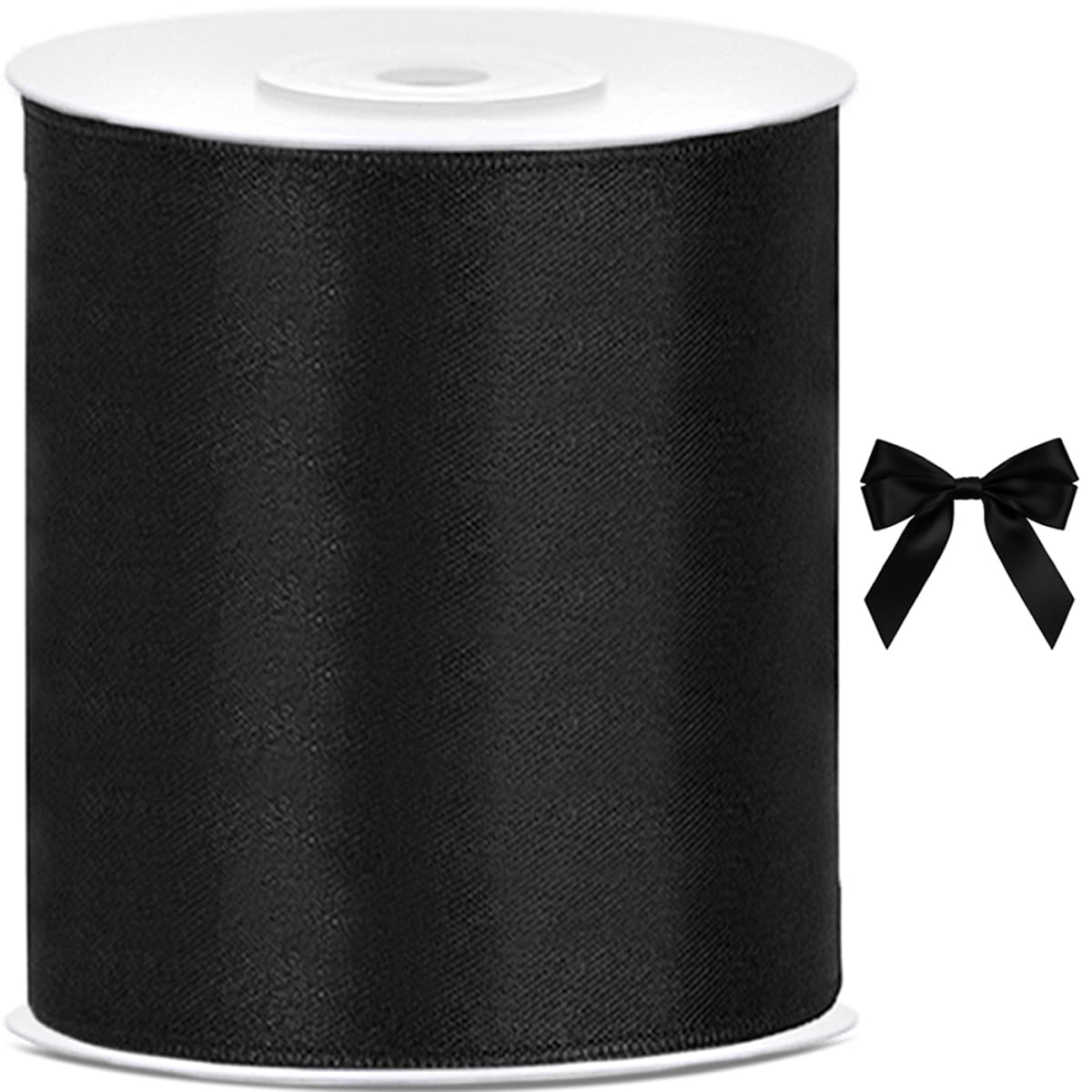 Tasiemka wstążka satynowa czarna 100mm x 25m