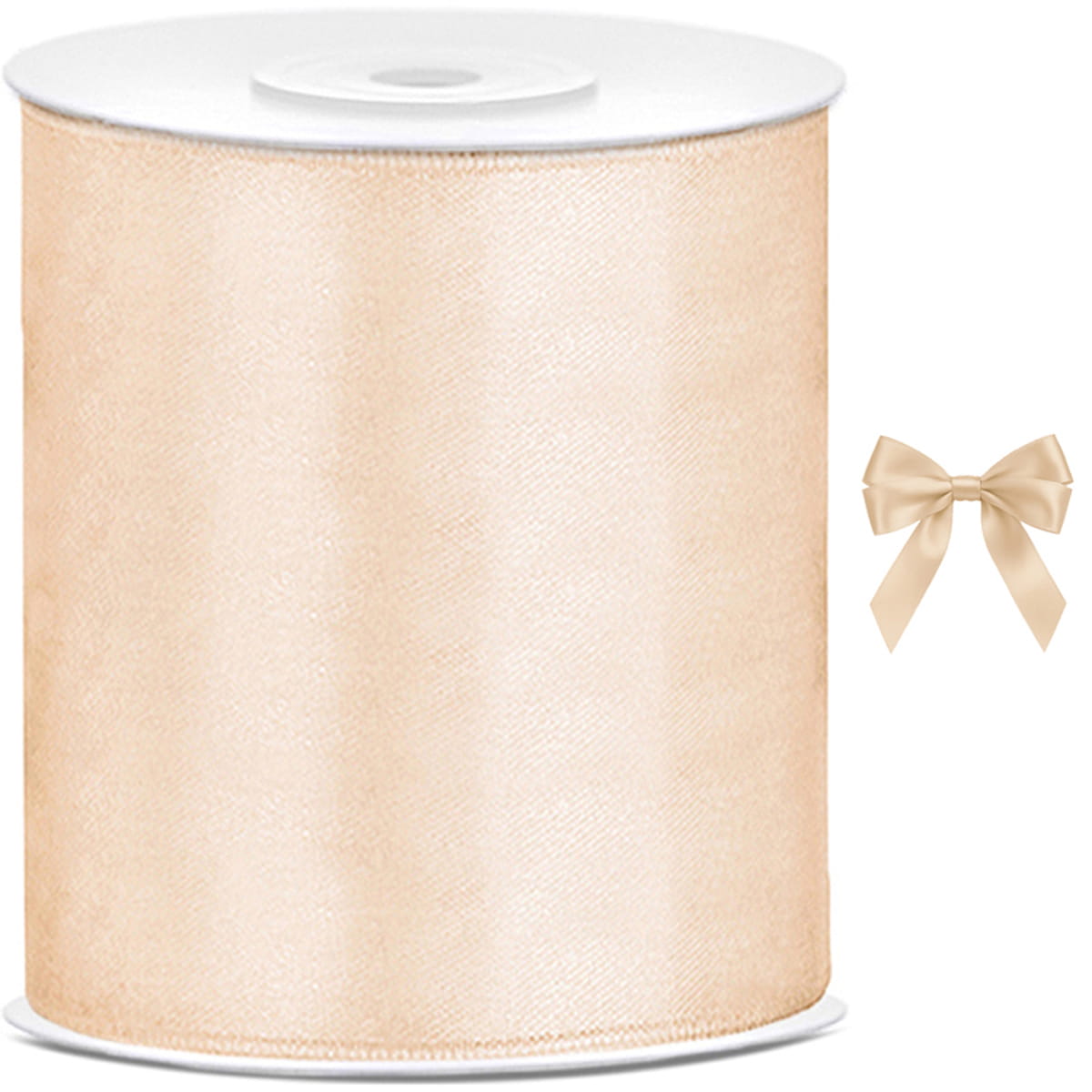 Tasiemka wstążka satynowa kremowa 100mm x 25m