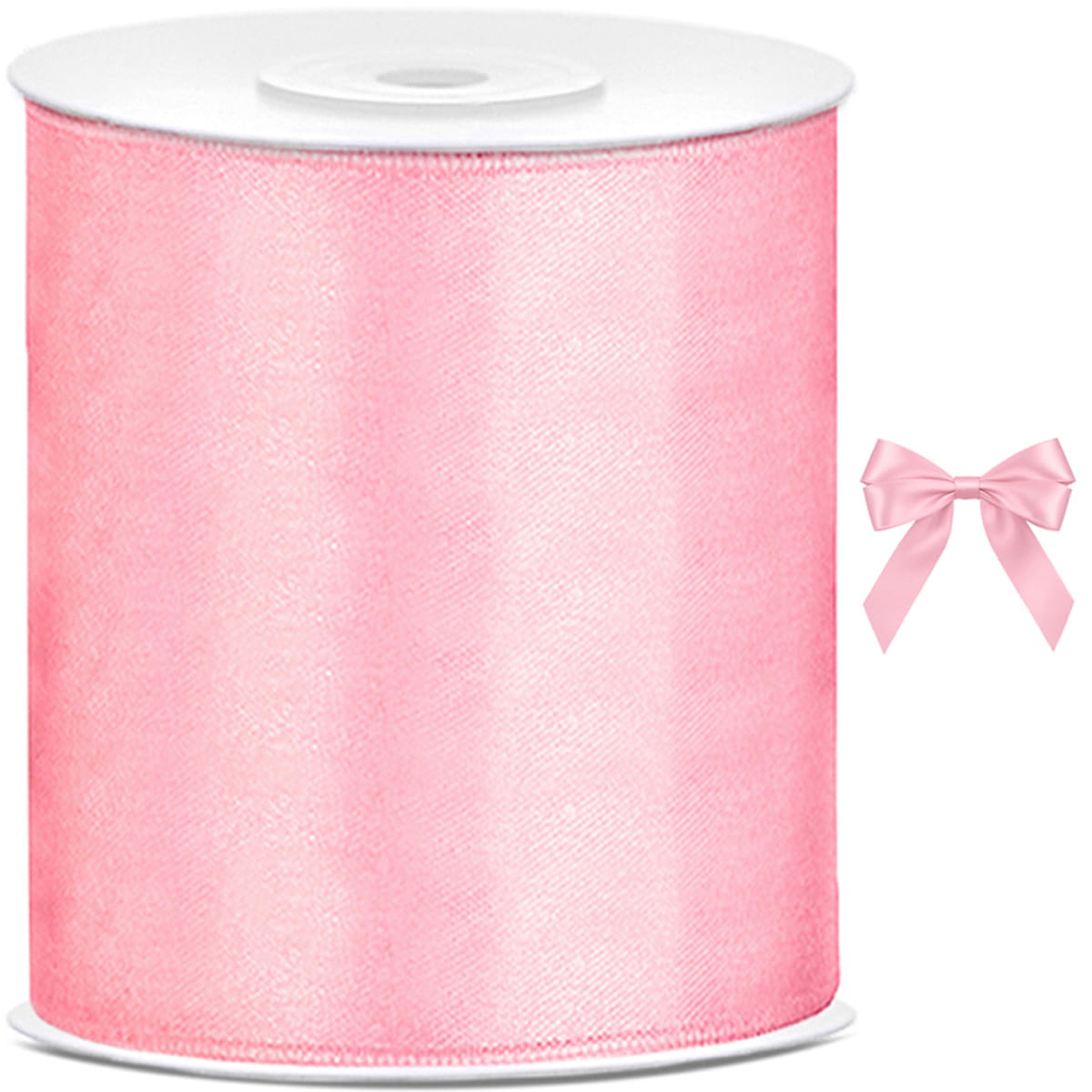 Tasiemka wstążka satynowa jasno różowa 100mm x 25m