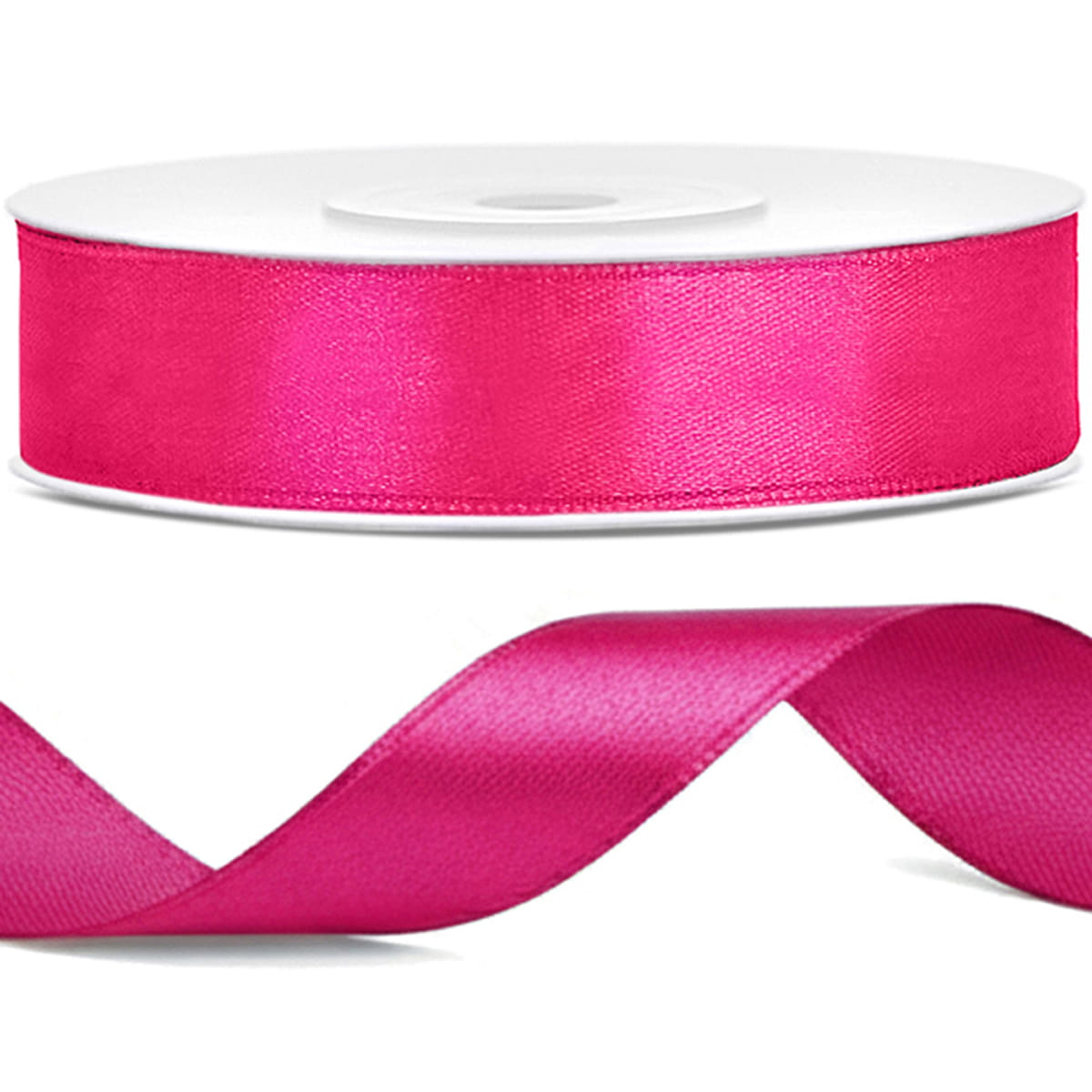 Tasiemka wstążka satynowa ciemny różowy 12mm x 25m