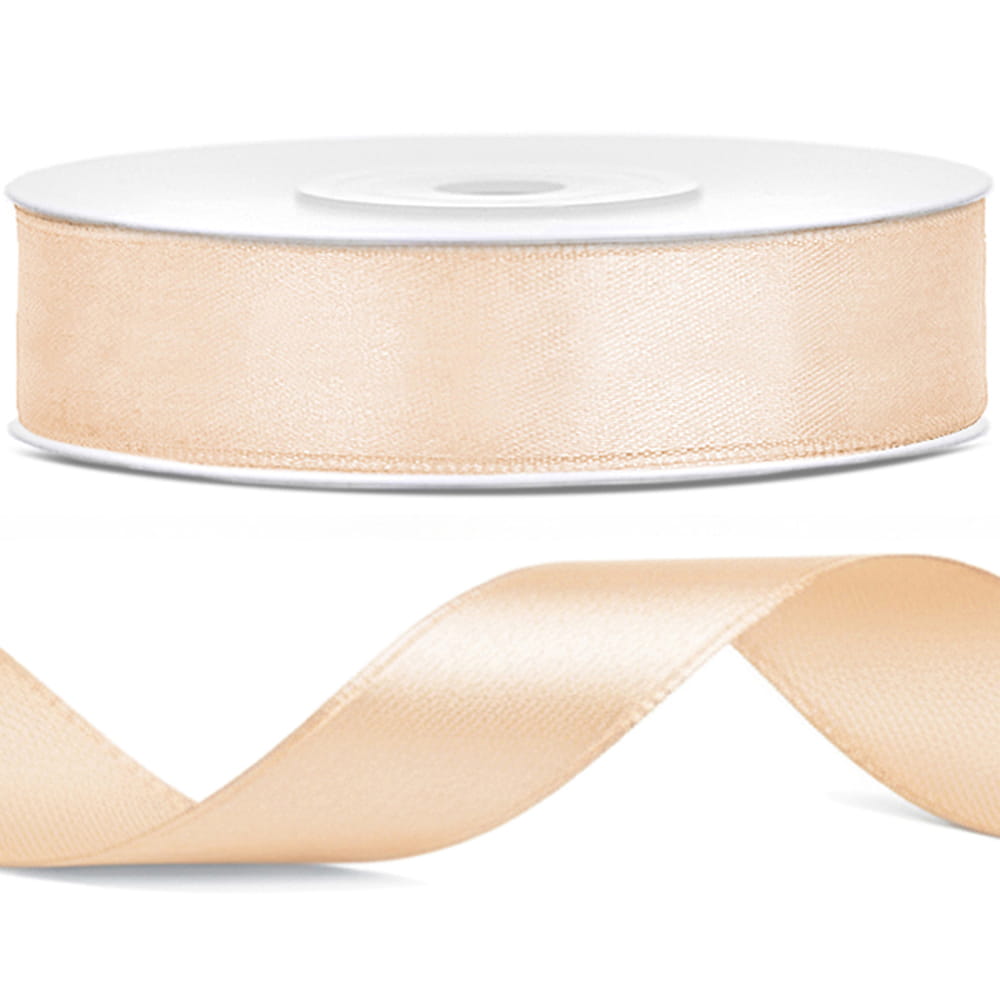 Tasiemka wstążka satynowa kremowa 12mm x 25m