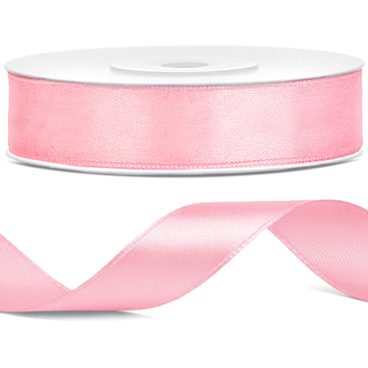 Tasiemka wstążka satynowa jasno różowa 12mm x 25m