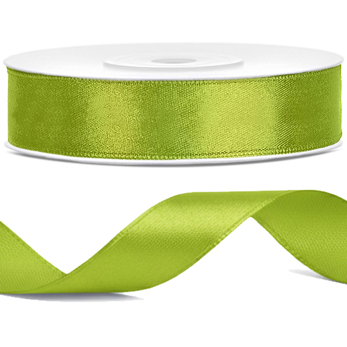 Tasiemka wstążka satynowa zielone jabłuszko 12mm x 25m