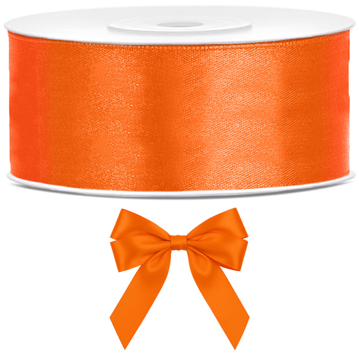 Tasiemka wstążka satynowa pomarańczowa 25mm x 25m