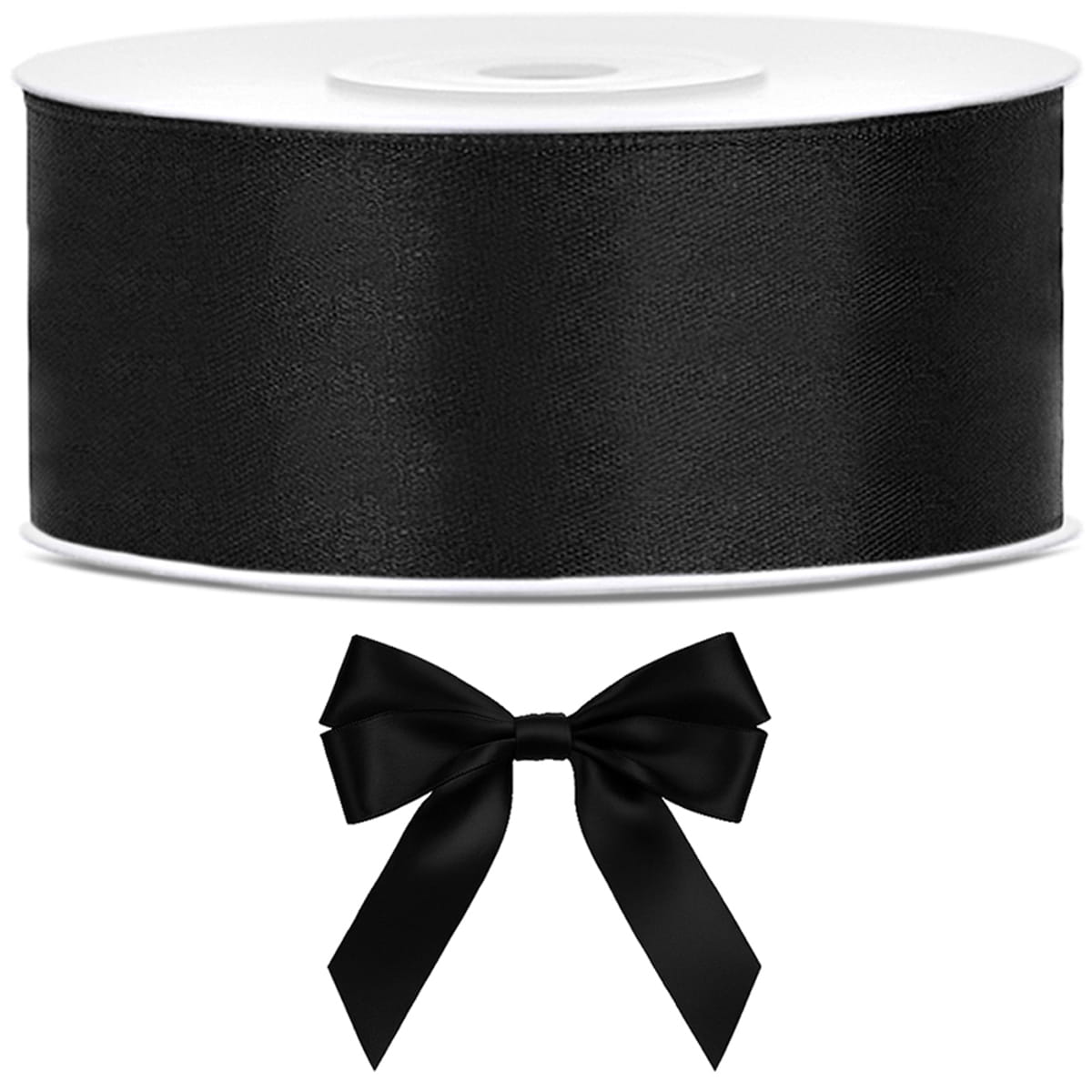 Tasiemka wstążka satynowa czarna 25mm x 25m