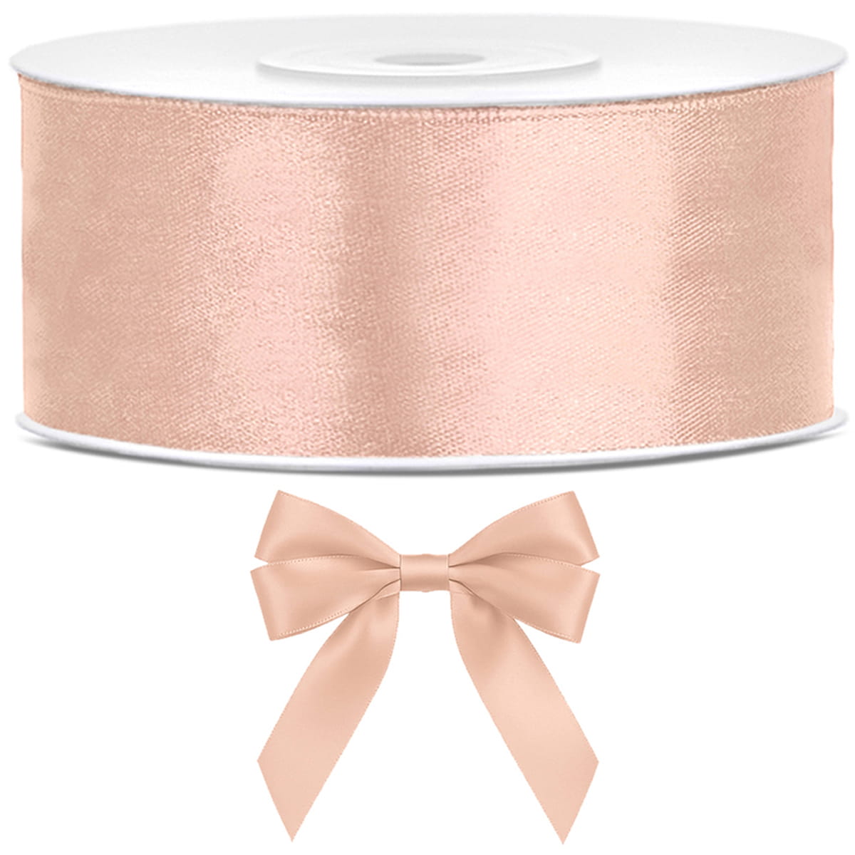 Tasiemka wstążka satynowa jasna brzoskwinia 25mm x 25m