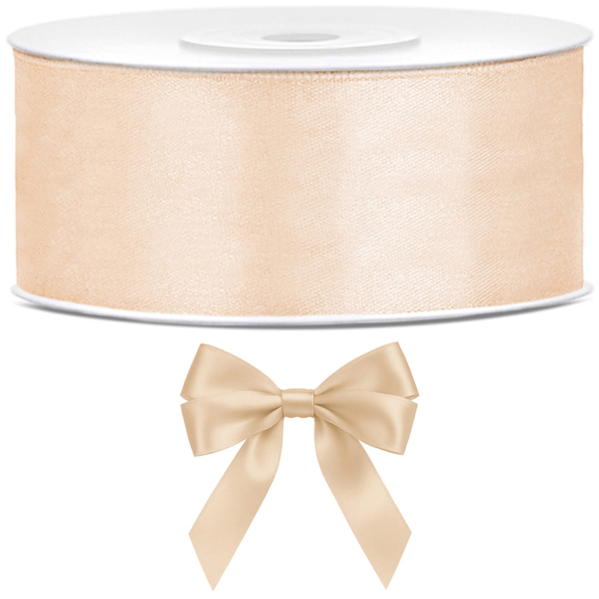 Tasiemka wstążka satynowa kremowa 25mm x 25m