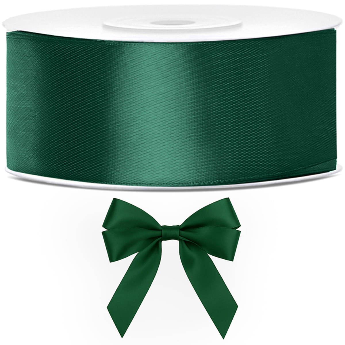 Tasiemka wstążka satynowa butelkowa zieleń 25mm x 25m