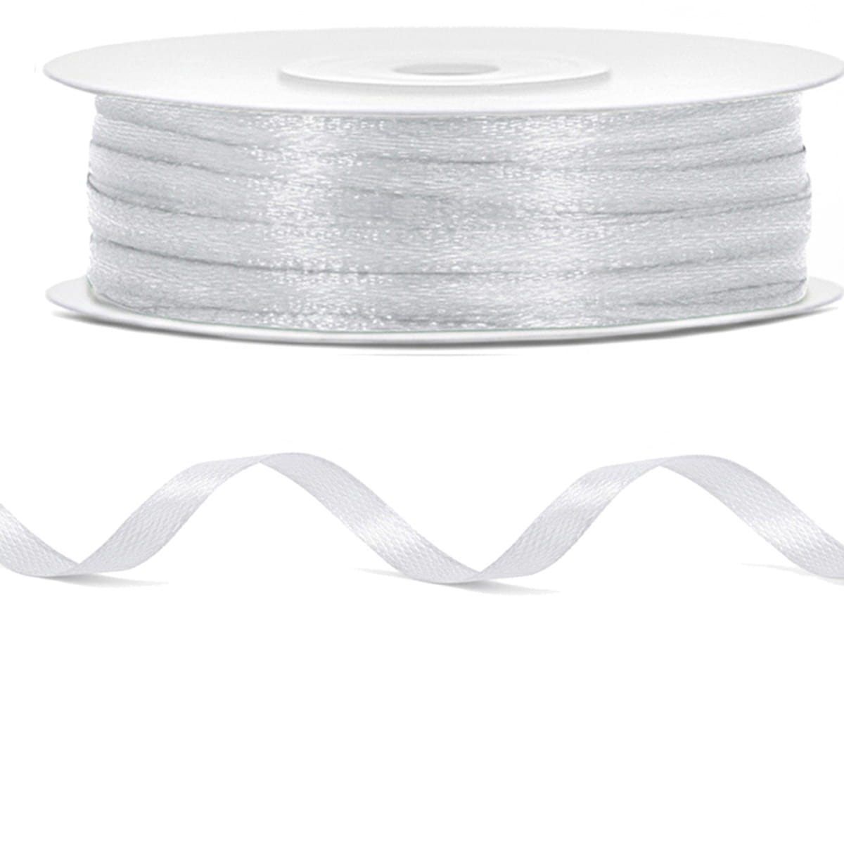 Tasiemka wstążka satynowa srebrna 3mm x 50m