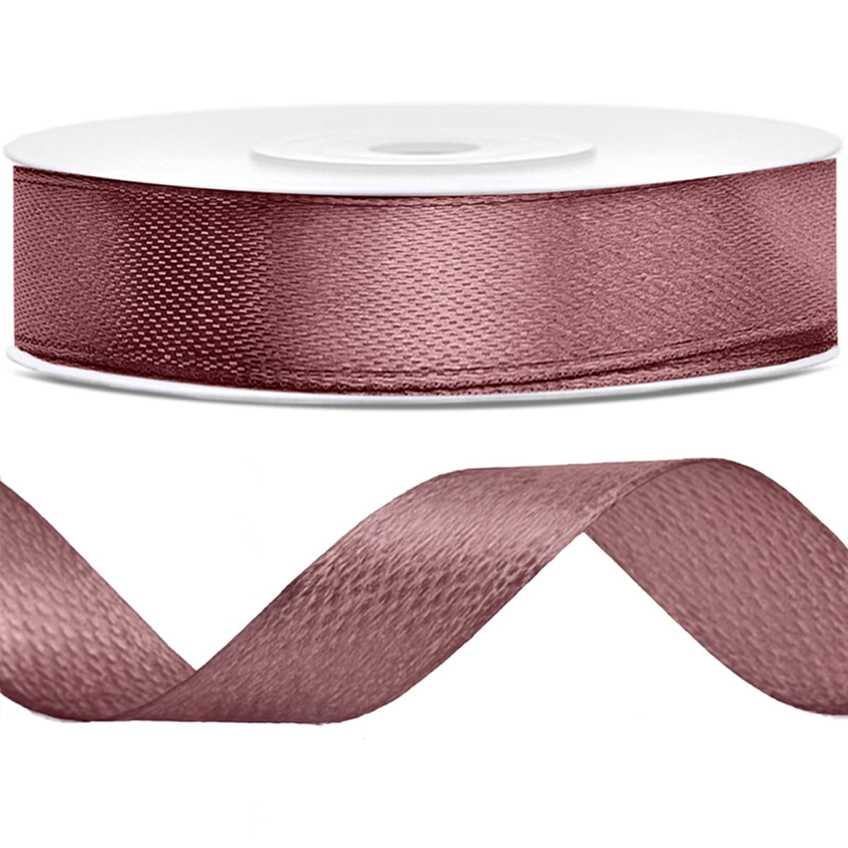 Tasiemka wstążka satynowa ciemny brudny róż 12mm x 25m