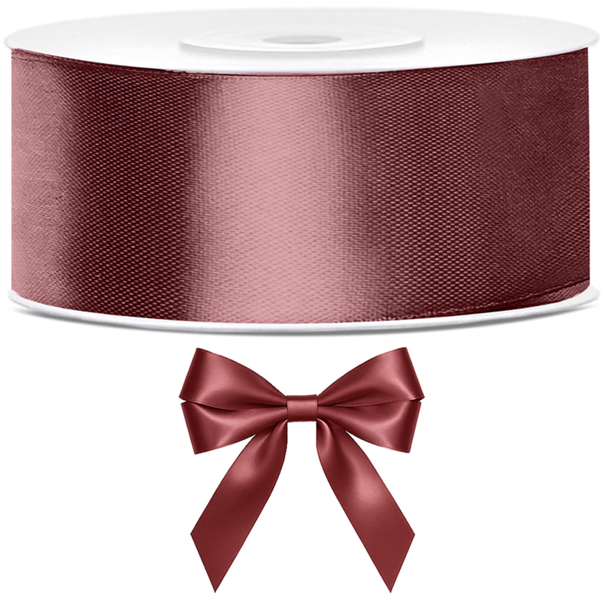 Tasiemka wstążka satynowa ciemny brudny róż 25mm x 25m