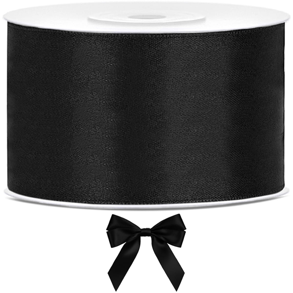 Tasiemka wstążka satynowa czarna 38mm x 25m