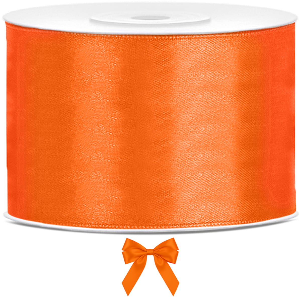 Tasiemka wstążka satynowa pomarańczowa 50mm x 25m