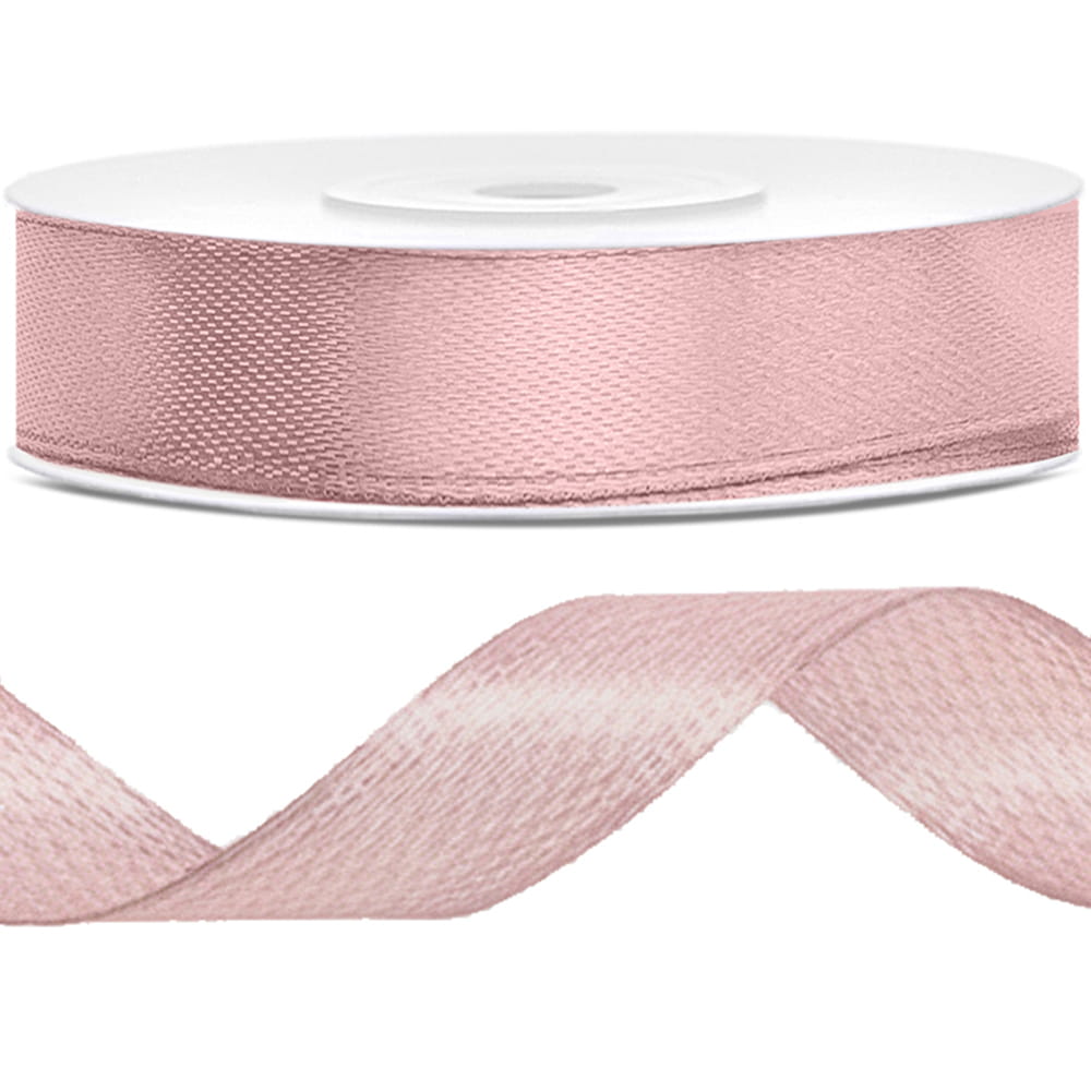 Tasiemka wstążka satynowa jasny brudny róż 12mm x 25m