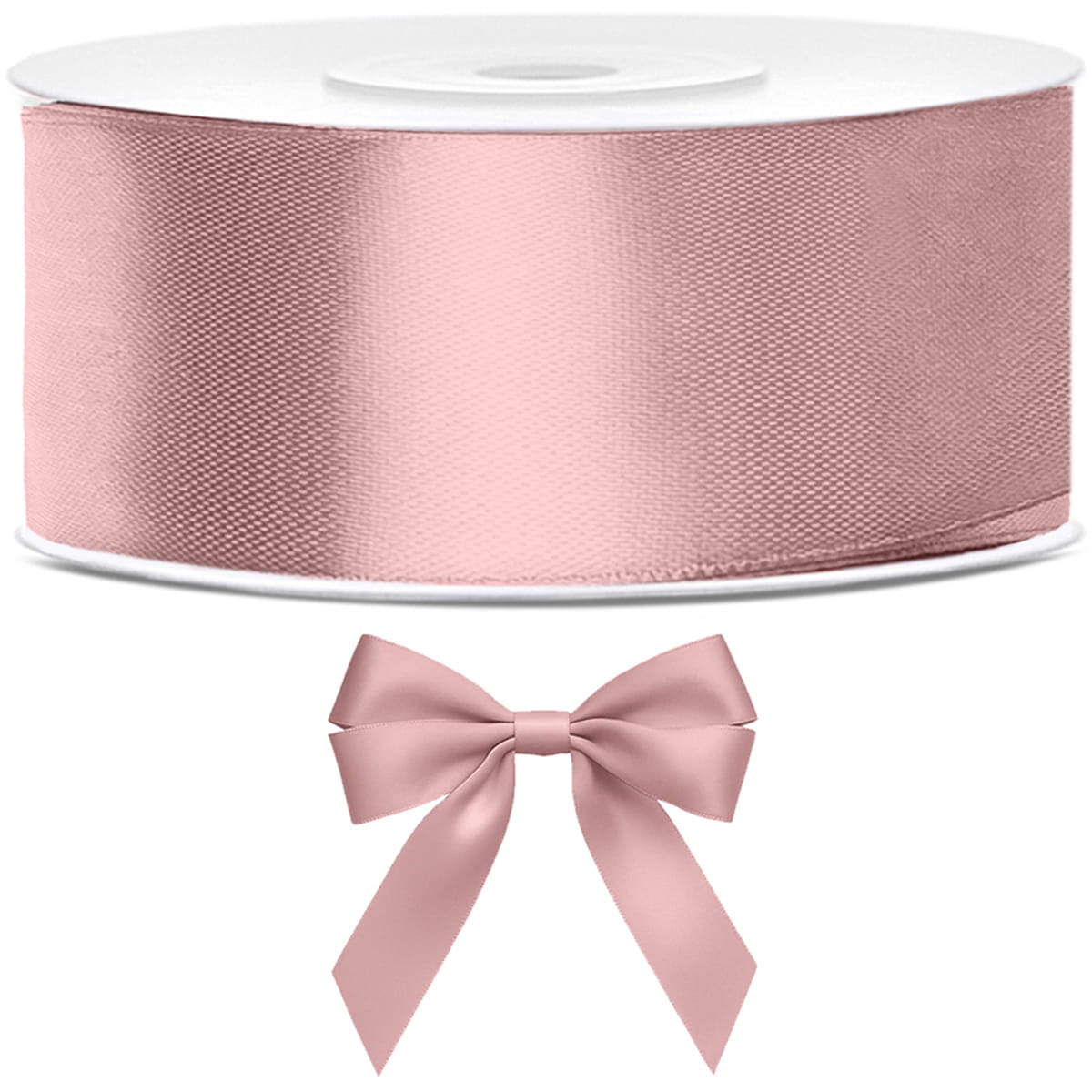 Tasiemka wstążka satynowa jasny brudny róż 25mm x 25m