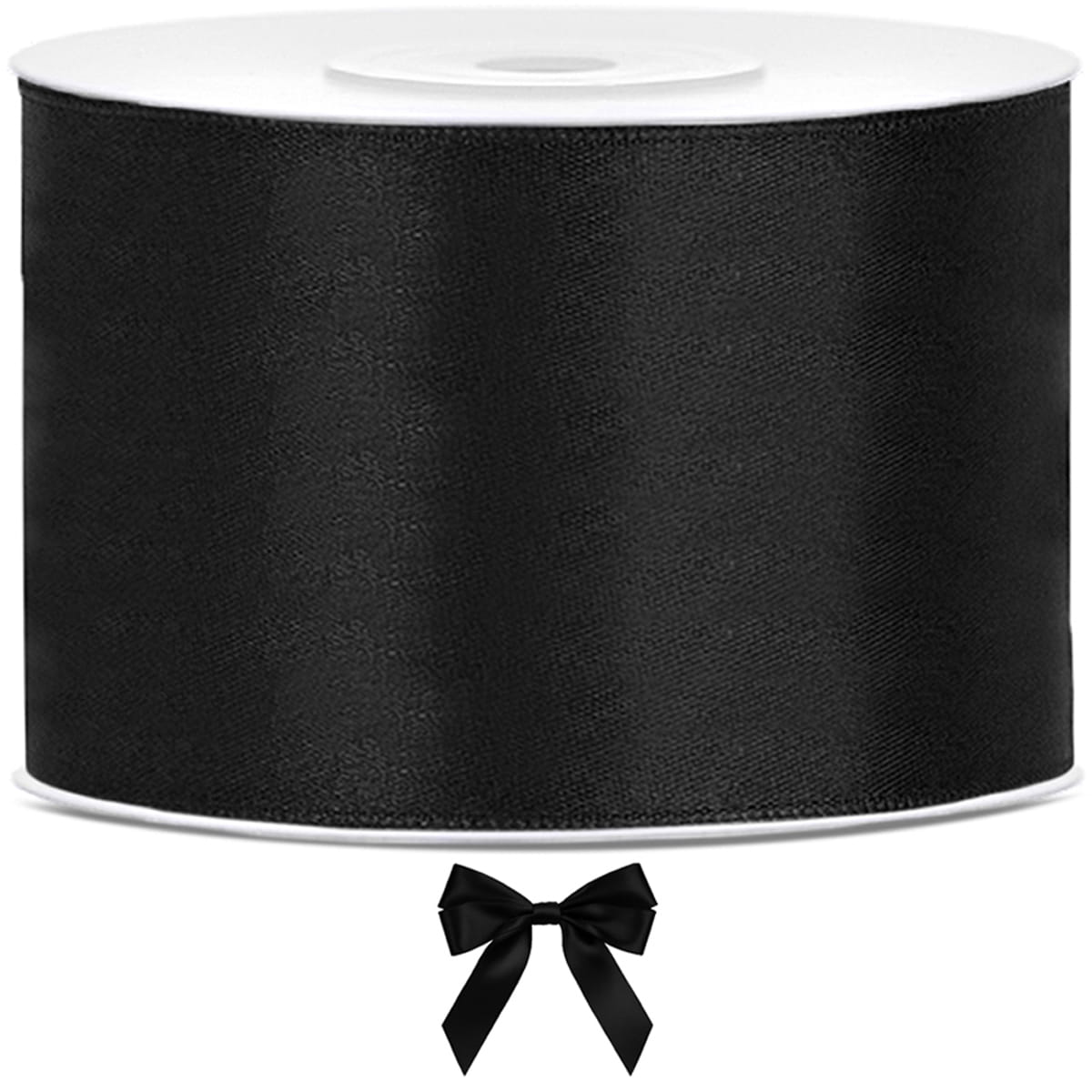 Tasiemka wstążka satynowa czarna 50mm x 25m