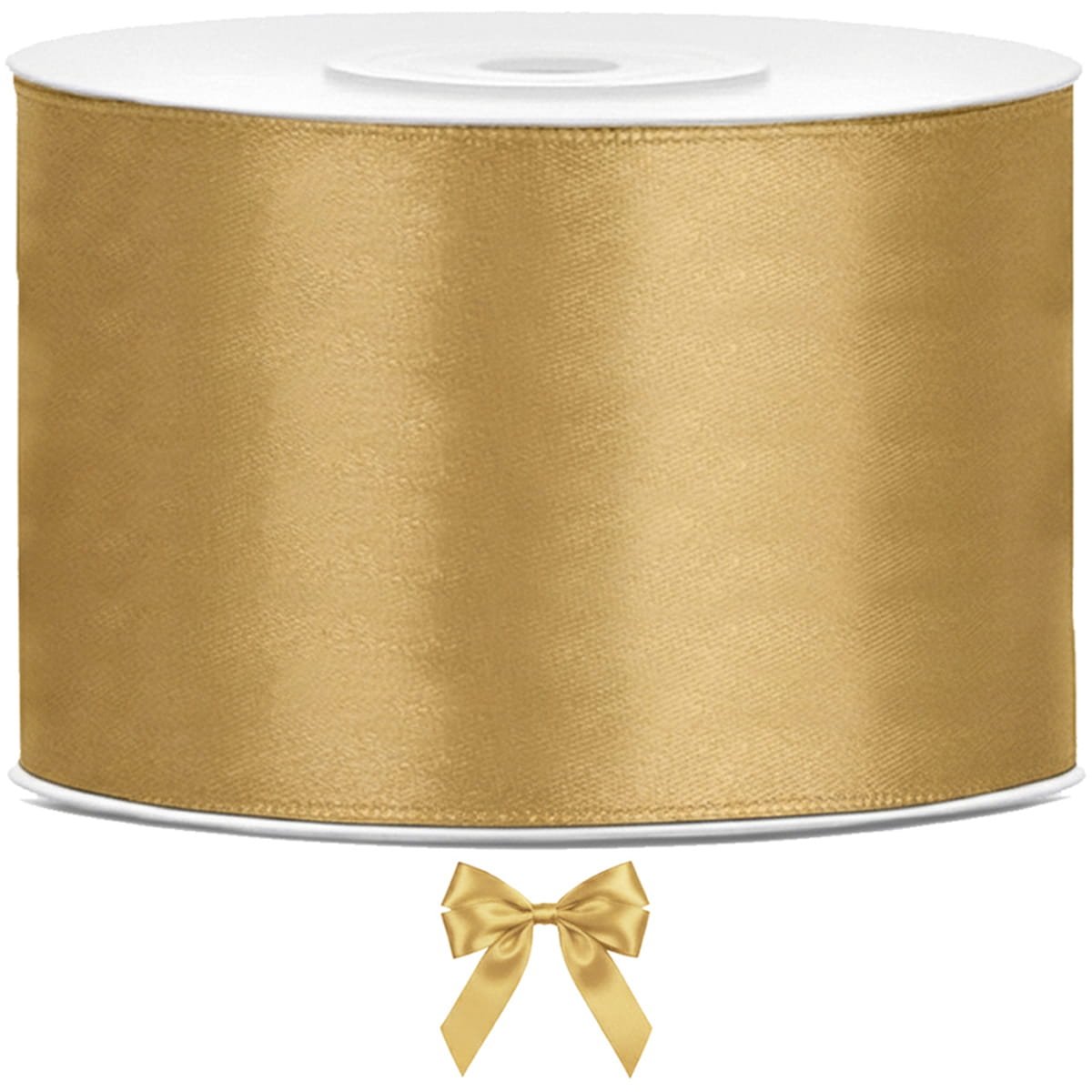 Tasiemka wstążka satynowa jasno złota 50mm x 25m