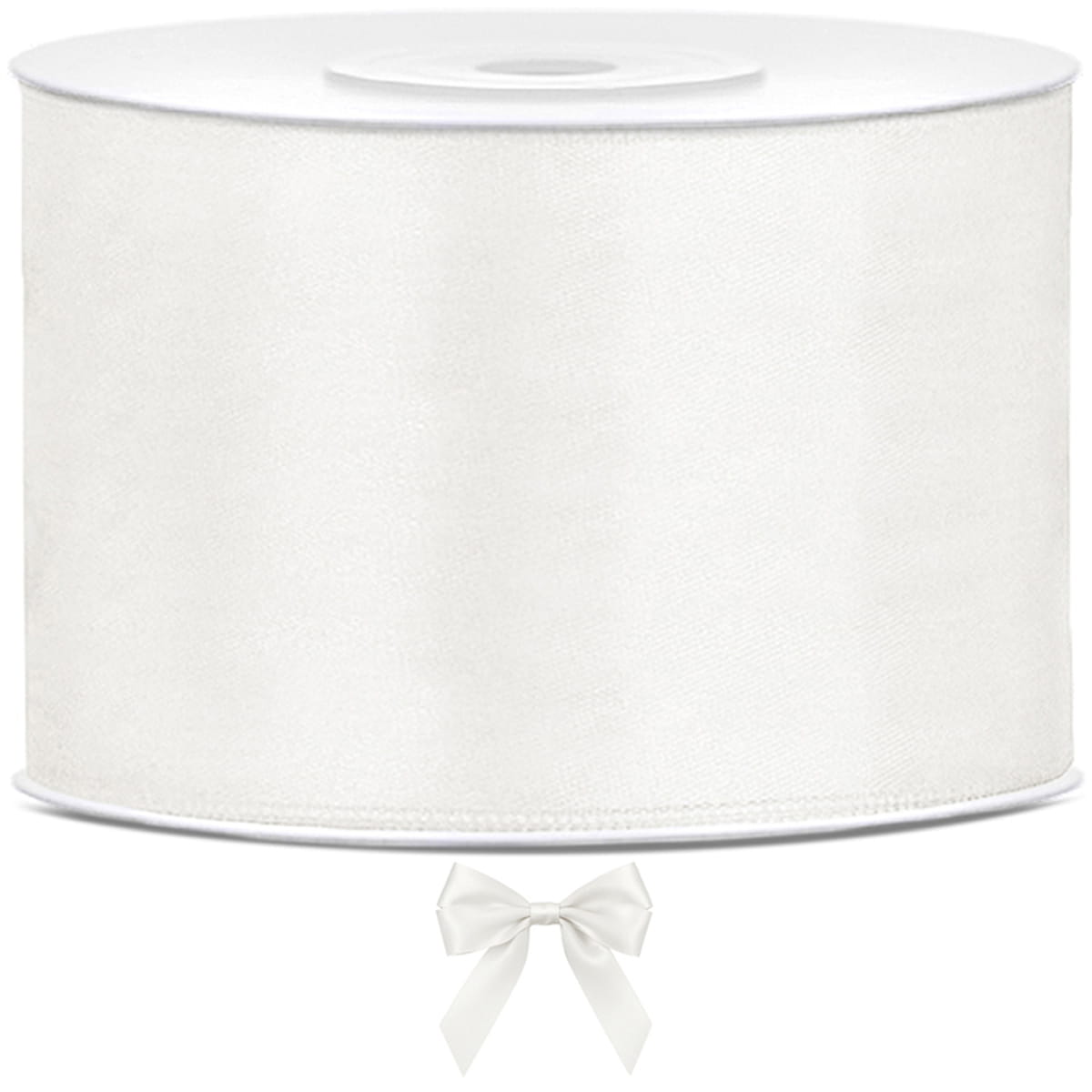 Tasiemka wstążka satynowa jasno kremowa 50mm x 25m