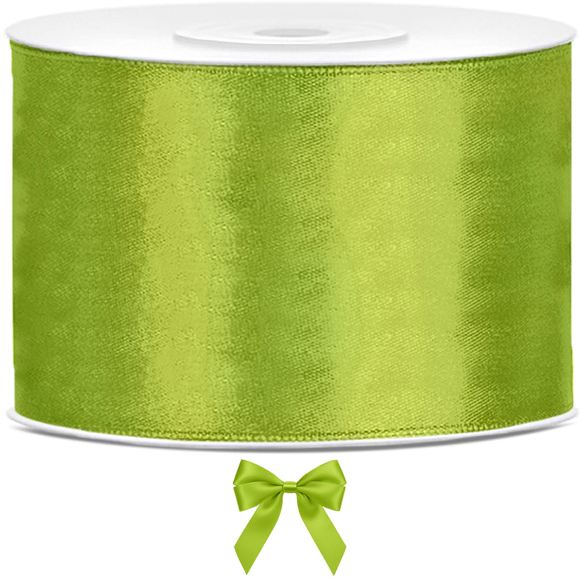 Tasiemka wstążka satynowa zielone jabłuszko 50mm x 25m