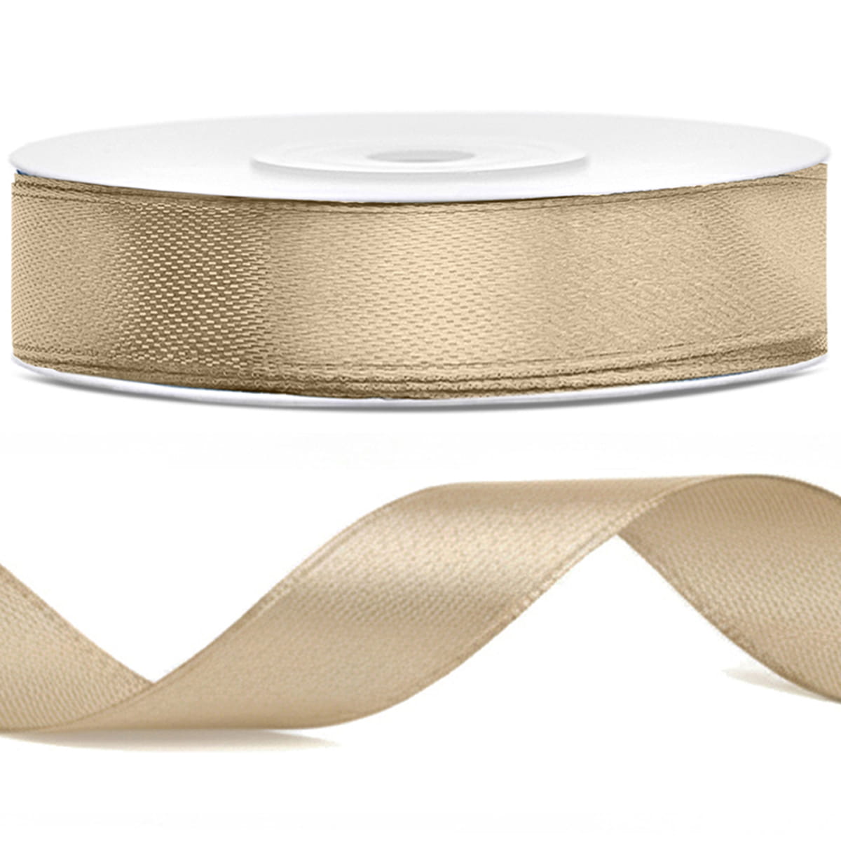 Tasiemka wstążka satynowa zimny złoty 12mm x 25m