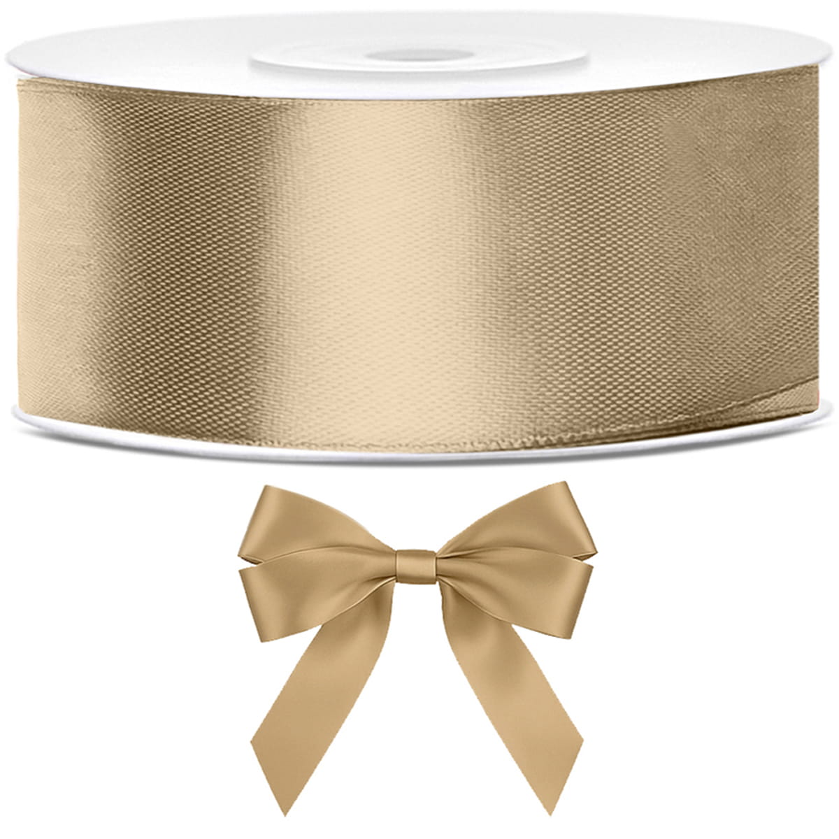 Tasiemka wstążka satynowa zimny złoty 25mm x 25m