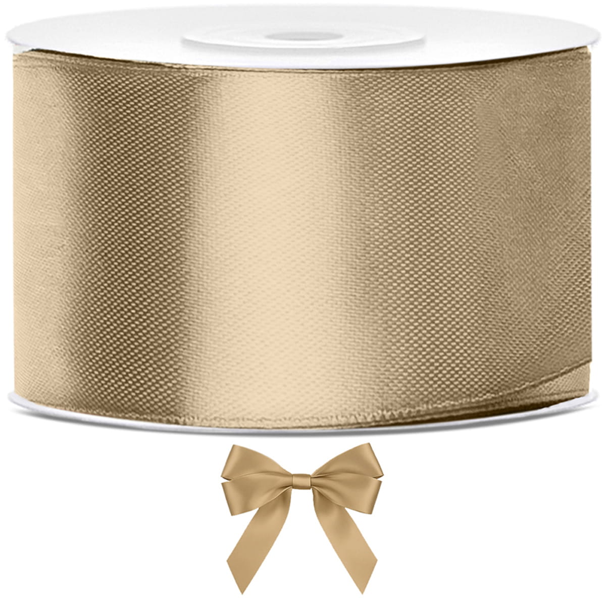 Tasiemka wstążka satynowa zimny złoty 38mm x 25m