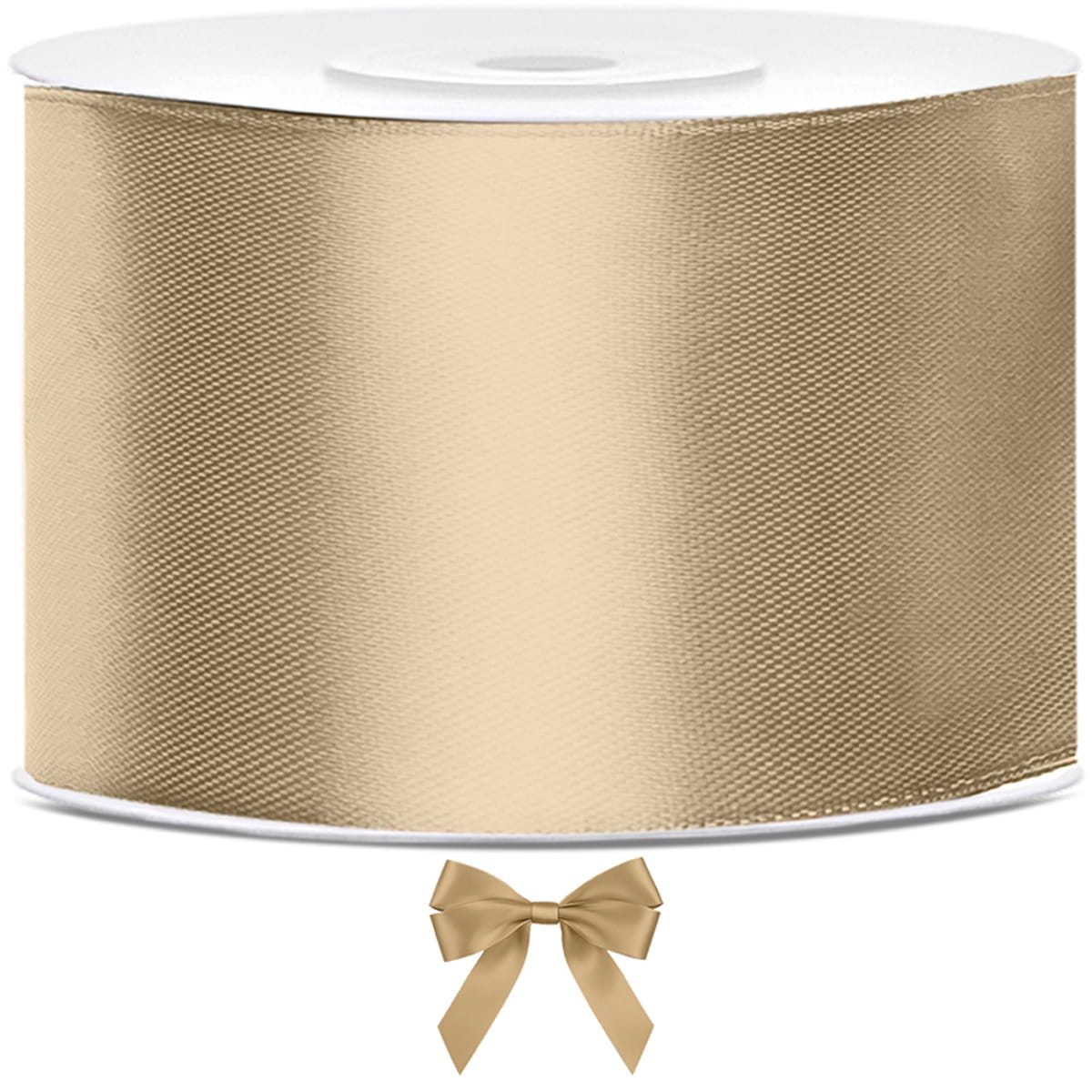 Tasiemka wstążka satynowa zimny złoty 50mm x 25m